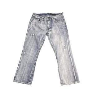 Axel Jeans Mens 36x30 Blue Denim Relaxed Fit‎ Straight Leg Distressed Casual